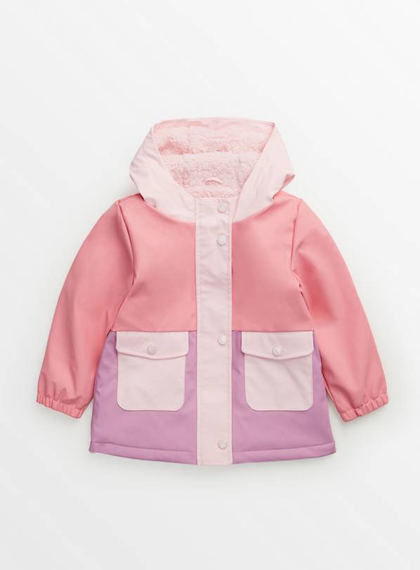 Pink Colour Block Rubber Mac 1-2 years